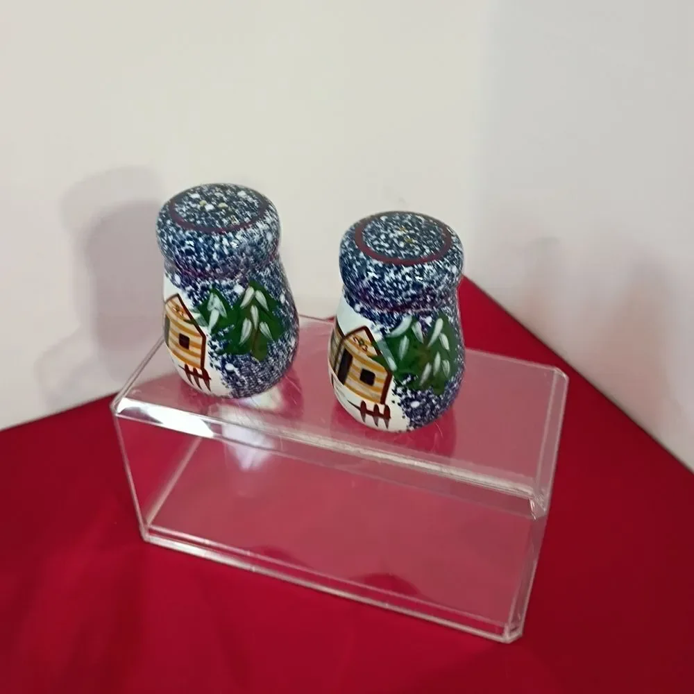 Blue and Gold Glitter Salt and Pepper Shakers